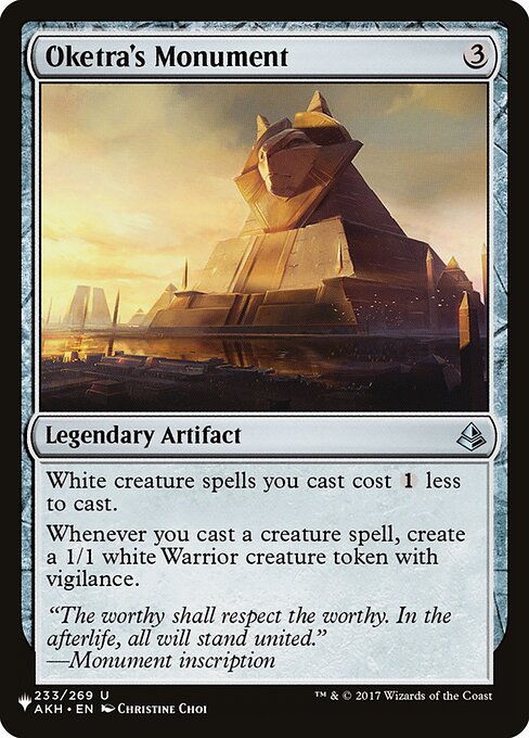 Oketra's Monument - The List