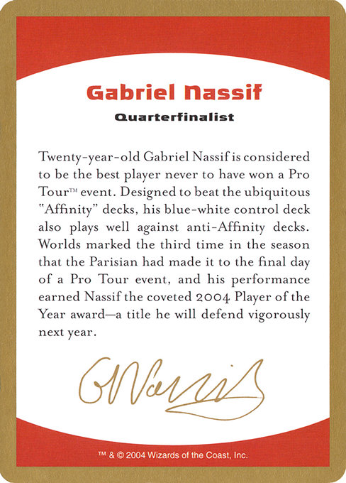 Gabriel Nassif Bio - World Championship Decks 2004