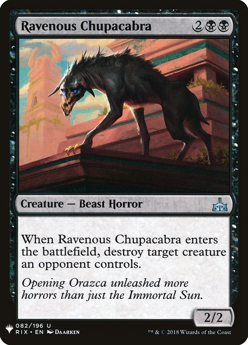 Ravenous Chupacabra - The List