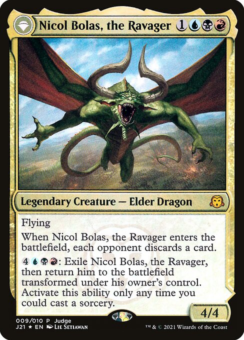 Nicol Bolas, the Ravager // Nicol Bolas, the Arisen - Judge Gift Cards 2021 - Promo Foil