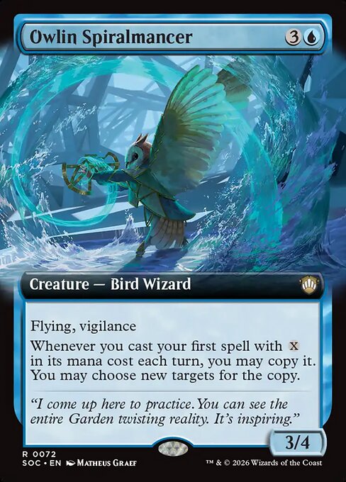 Owlin Spiralmancer - Secrets of Strixhaven Commander - Extended Art