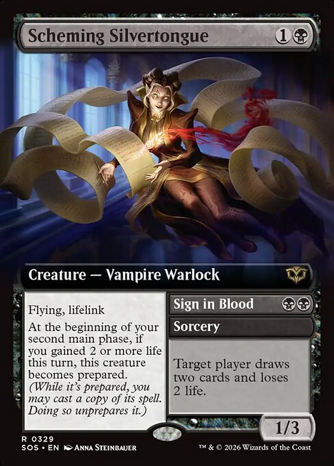 Scheming Silvertongue // Sign in Blood - Secrets of Strixhaven - Extended Art