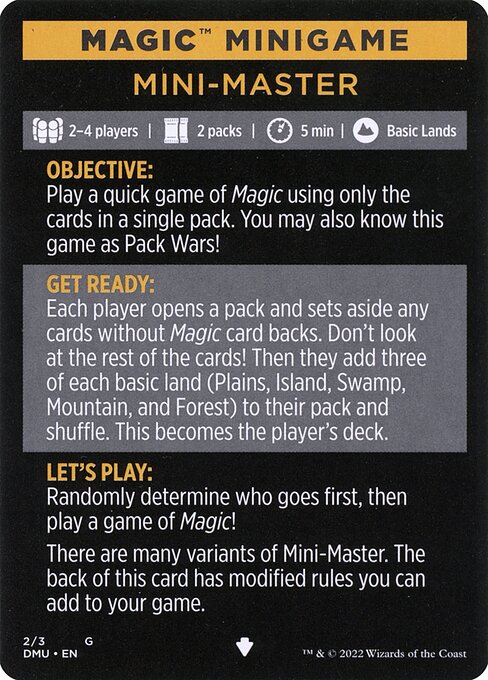 Mini-Master // Mini-Master (cont'd) - Dominaria United Minigames