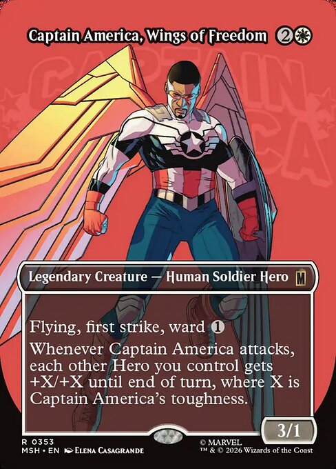 Captain America, Wings of Freedom - Marvel Super Heroes - Borderless