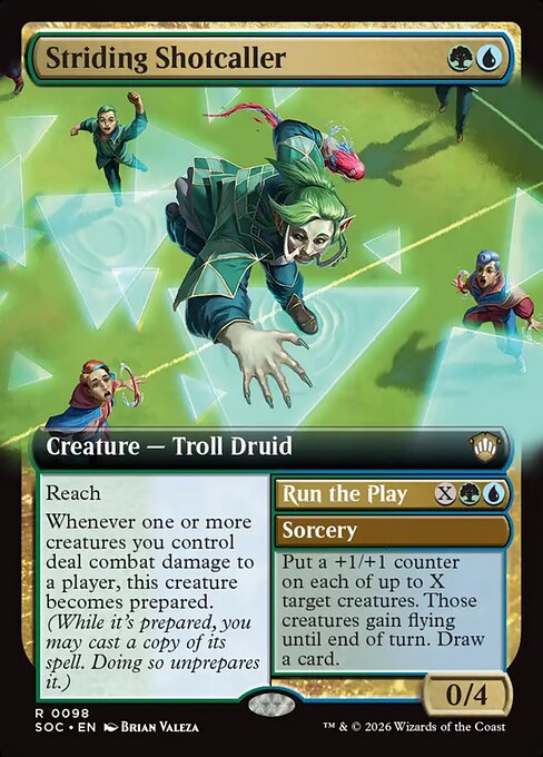 Striding Shotcaller // Run the Play - Secrets of Strixhaven Commander - Extended Art