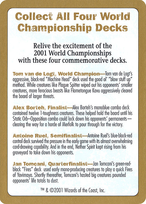 2001 World Championships Ad - World Championship Decks 2001