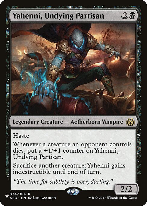 Yahenni, Undying Partisan - The List