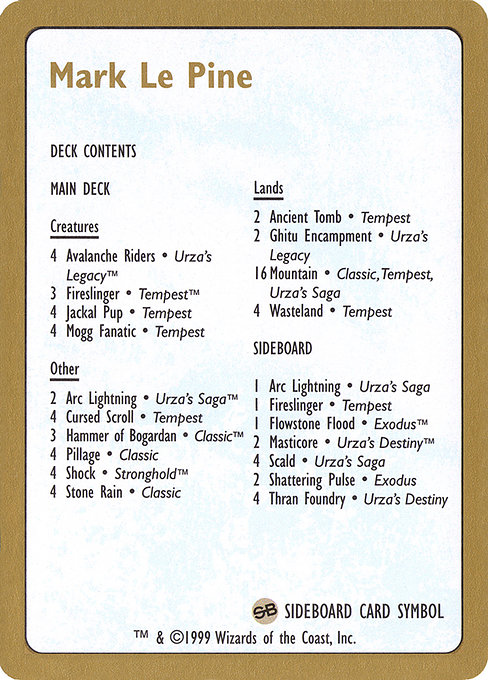 Mark Le Pine Decklist - World Championship Decks 1999