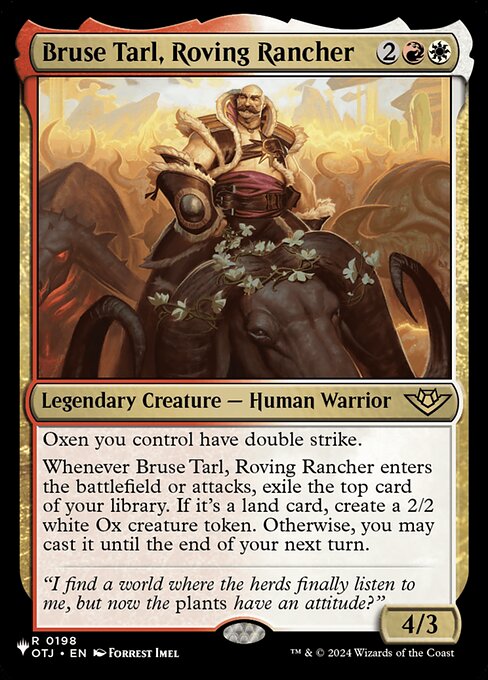 Bruse Tarl, Roving Rancher - The List