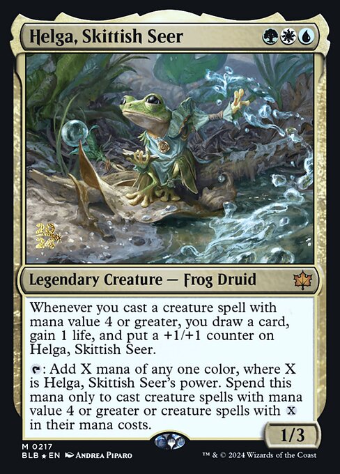 Helga, Skittish Seer - Bloomburrow Promos