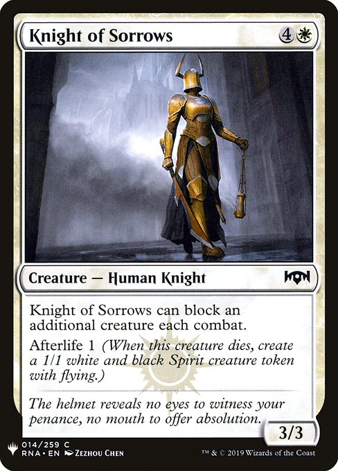 Knight of Sorrows - The List