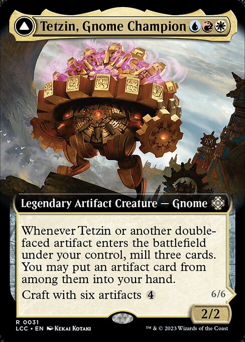 Tetzin, Gnome Champion // The Golden-Gear Colossus - The Lost Caverns of Ixalan Commander - Extended Art