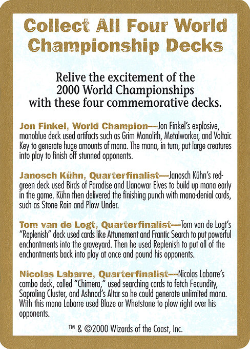 2000 World Championships Ad - World Championship Decks 2000