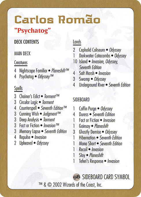 Carlos Romão Decklist - World Championship Decks 2002