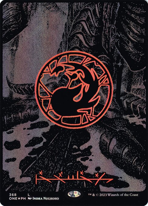 Mountain - Phyrexia: All Will Be One - Oil Slick, Raised Foil, Borderless