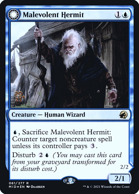 Malevolent Hermit // Benevolent Geist - Innistrad: Midnight Hunt Promos - Promo Foil