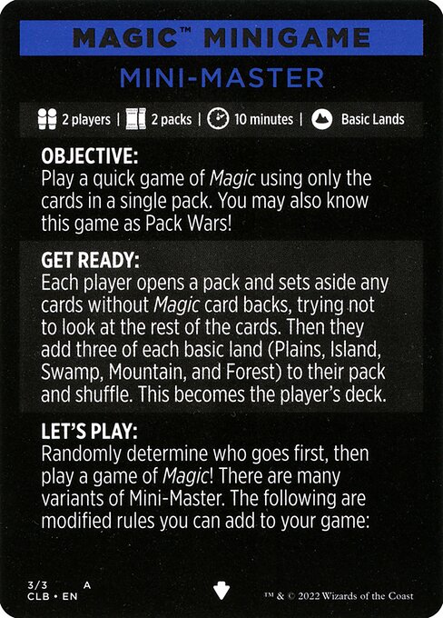 Mini-Master // Mini-Master (cont'd) - Commander Legends: Battle for Baldur's Gate Minigames