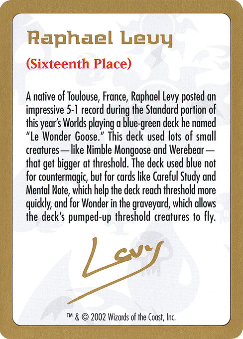 Raphael Levy Bio - World Championship Decks 2002