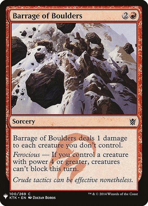 Barrage of Boulders - The List