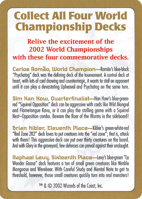 2002 World Championships Ad - World Championship Decks 2002