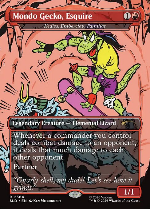 Mondo Gecko, Esquire (Kediss, Emberclaw Familiar) - Secret Lair Drop - Borderless
