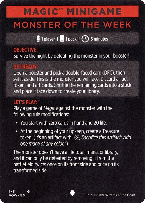 Monster of the Week // Monster of the Week (cont'd) - Innistrad: Crimson Vow Minigames