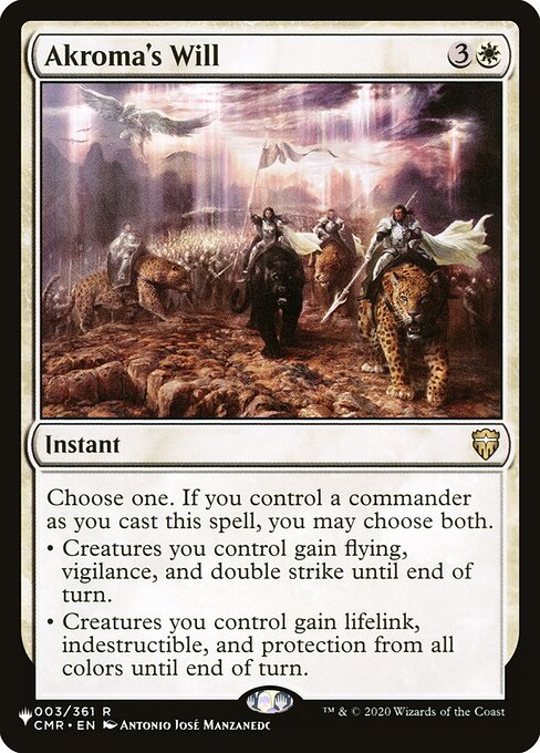 Akroma's Will - The List