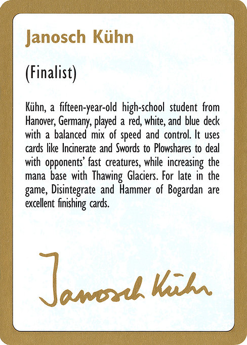 Janosch Kühn Bio 1997 - World Championship Decks 1997