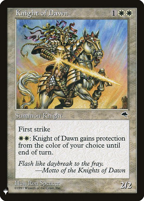 Knight of Dawn - The List
