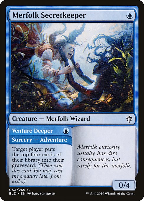 Merfolk Secretkeeper // Venture Deeper - Throne of Eldraine