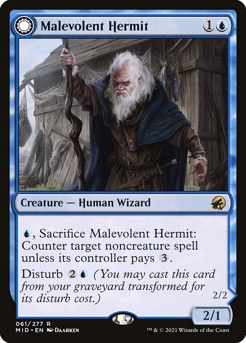 Malevolent Hermit // Benevolent Geist - Innistrad: Midnight Hunt