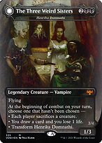 The Three Weird Sisters // Fiends of Darkest Night (Henrika Domnathi // Henrika, Infernal Seer) - Innistrad: Crimson Vow - Borderless