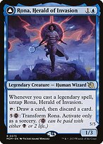 Rona, Herald of Invasion // Rona, Tolarian Obliterator - March of the Machine Promos